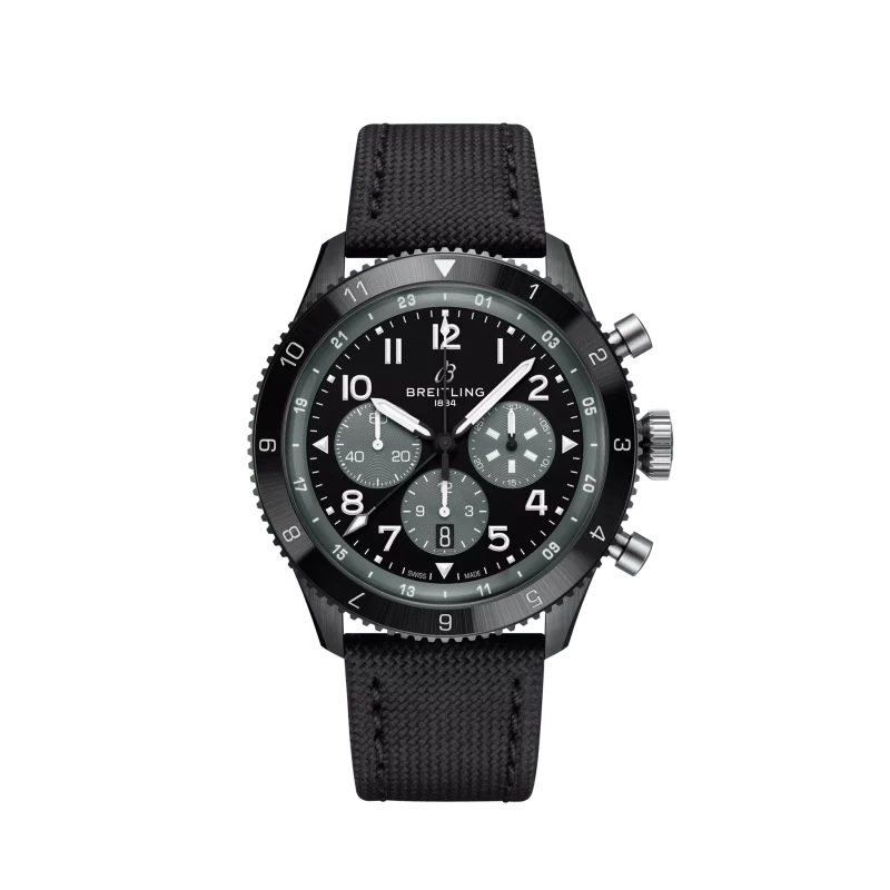 Breitling AVI B04 Chronograph GMT 46 mm Black Ceramic Men's Watch, SB04451A1B1X1
