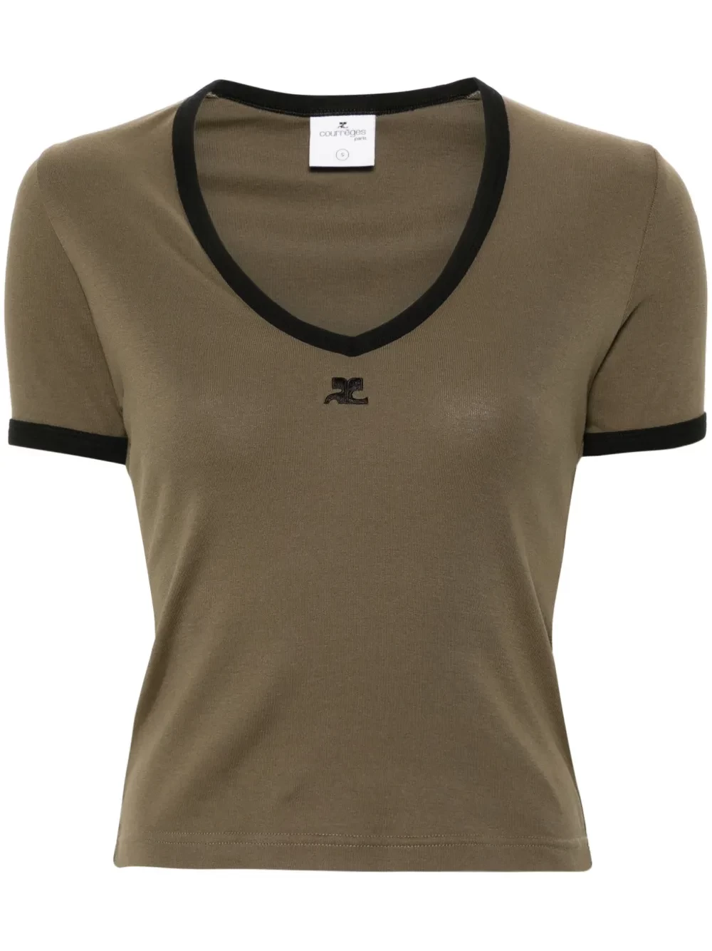 logo-patch V-neck T-shirt