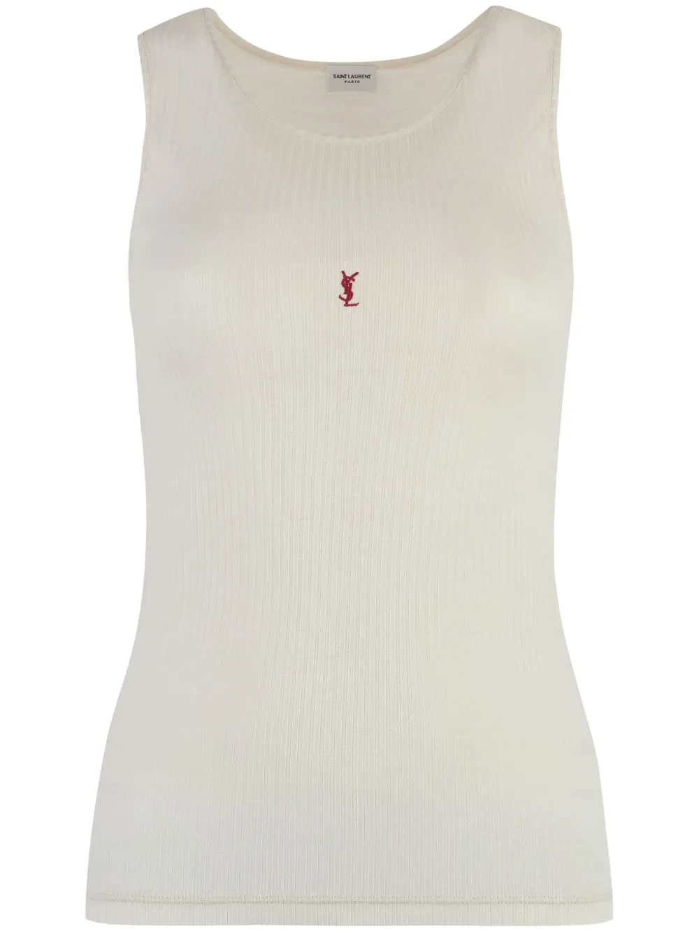 logo-embroidered wool tank top